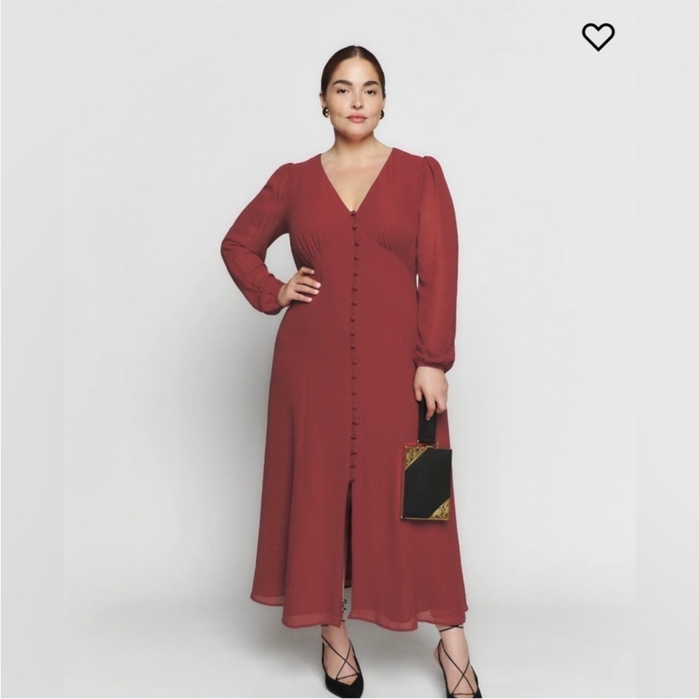 Reformation- NWT Brogan Long Sleeve Dress in Chianti - 12